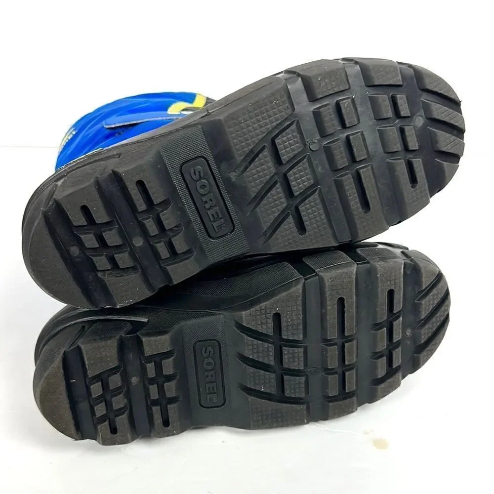 Sorel Children's Flurry Snow Boots Black Blue with Yellow Accents US 4 (22 cm)